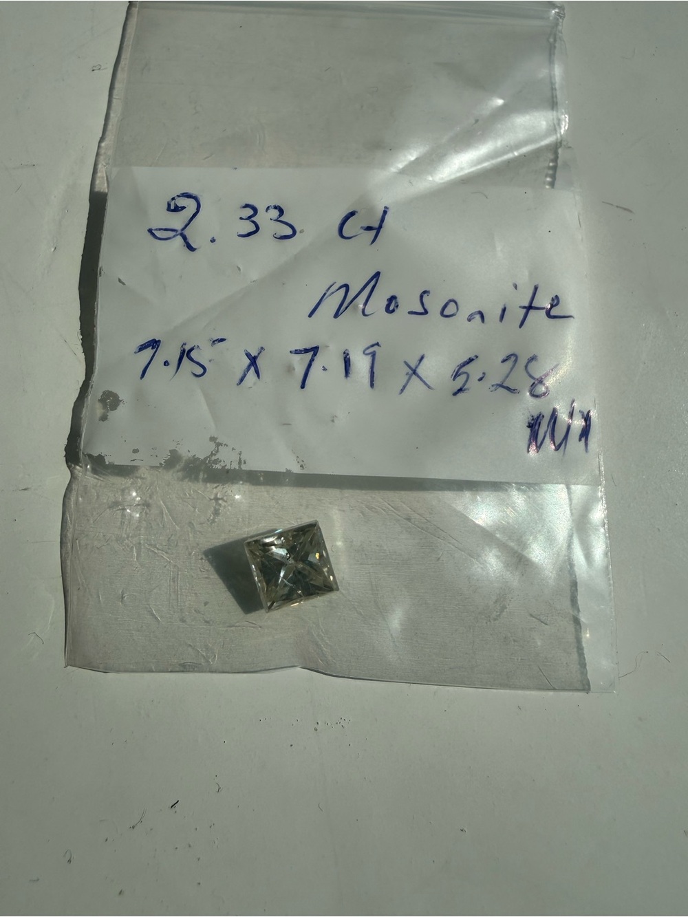 Loose 2.33 CT’s Square-Cut Mossanite Gemstone